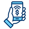 Icon illustration of a hand holding a smartphone