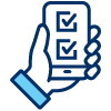 Icon illustration of a hand holding a smartphone